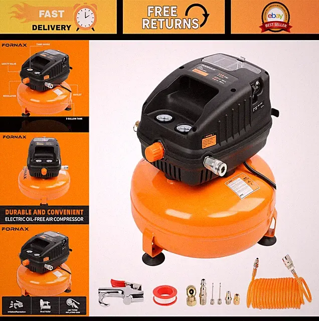 3 Gallon Portable Air Compressor, 110 PSI, Oil-Free, Ideal for Pancakes & Tools