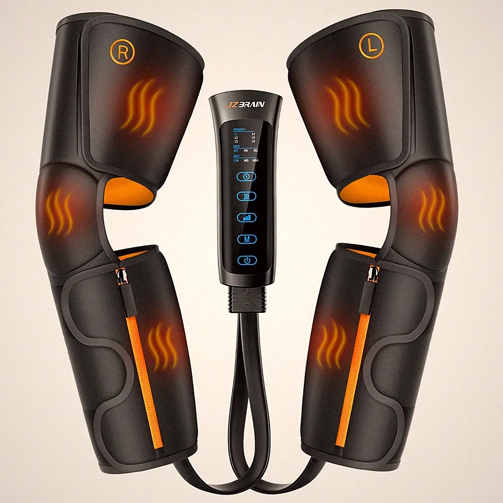 Air Compression Leg Massager with Heat : Calf, Knees & Thigh Recovery Compressio