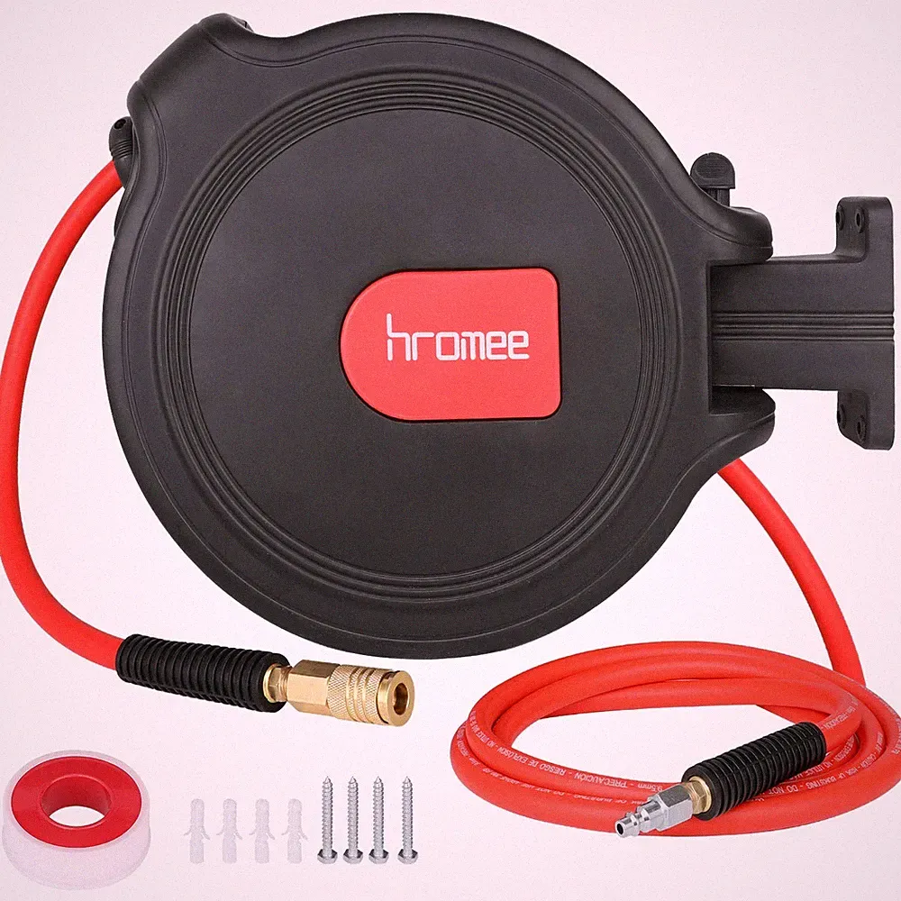 Air Compressor Hose Reel 3/8 Inch x 50 Feet Retractable 300PSI