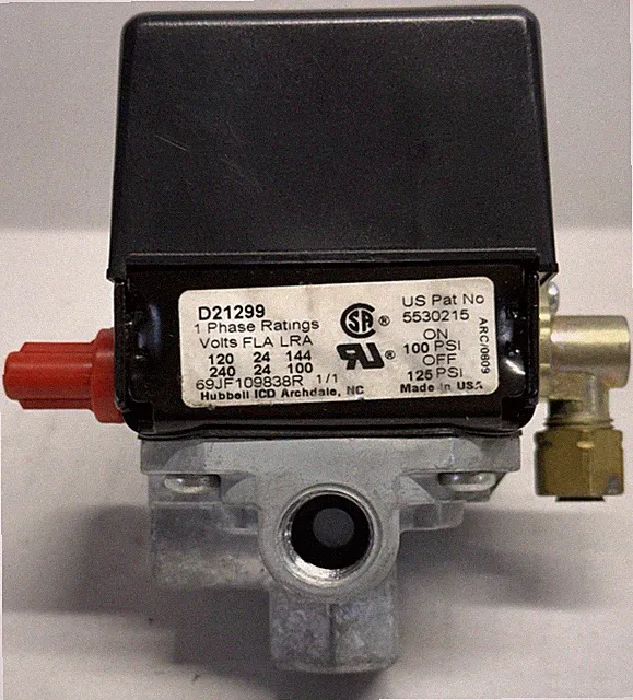 D21299 4-Port Pressure Switch 100/125 PSI Adjustable for Air Compressors