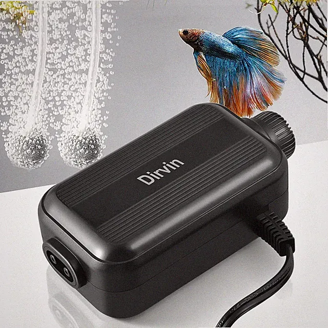 Dual Outlets Aquarium Air Pump, Quiet Powerful Fish Tank Air Pump 3.5W, Adjustab