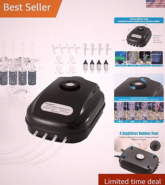 Quiet and Efficient 300GPH Aquarium Air Pump - Perfect for Fish Tanks & Ponds
